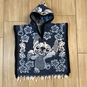 Disney Stitch Hooded Poncho Towel Blue Lilo & Stitch Hawaiian Fringe One Size